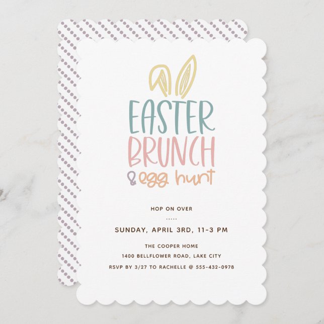 Easter Brunch Egg Hunt Bunny Ears Invitation (Front/Back)