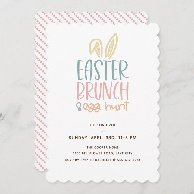 Easter Brunch Egg Hunt Bunny Ears Invitation (Front/Back)