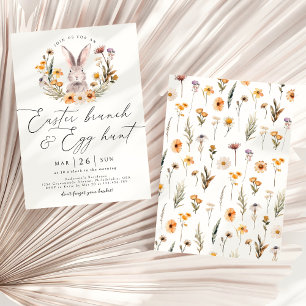 Easter Brunch Egg Hunt Bunny Wildflower Floral Invitation