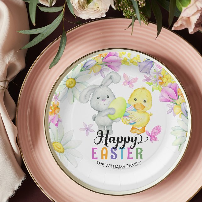 Easter Brunch & Egg Hunt Cute Bunny and Chick  Paper Plates (Creator Uploaded)