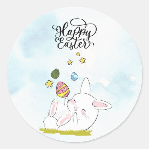 Easter Brunch & Egg Hunt Cute Bunny Easter eggs Classic Round Sticker
