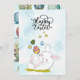 Easter Brunch & Egg Hunt Cute Bunny Easter eggs Invitation