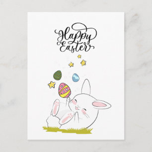 Easter Brunch & Egg Hunt   Cute Bunny Easter eggs Invitation Postcard