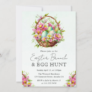 Easter Brunch Egg Hunt Design with Basket Invitation