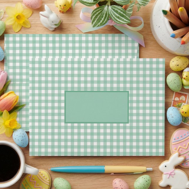 Easter Brunch & Egg Hunt Green Gingham Envelope (Creator Uploaded)