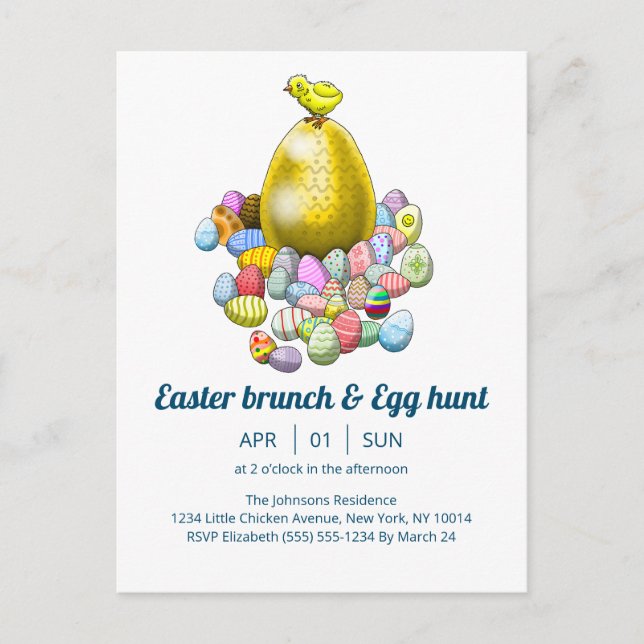 Easter brunch & Egg Hunt Invitation Postcard (Front)