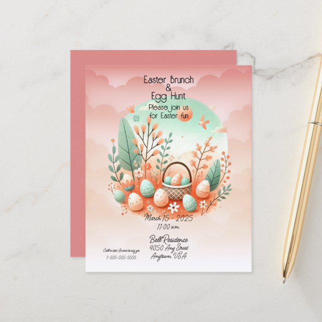 Easter Brunch & Egg Hunt Orange Green (Front/Back In Situ)