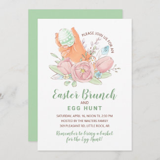 Easter Brunch Egg Hunt Painted Eggs & Flowers Invitation