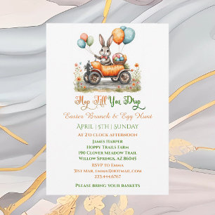 Easter Brunch & Egg Hunt Spring Bunny Carrot Car Invitation