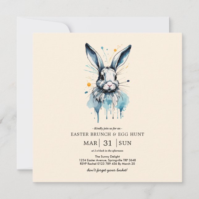 Easter Brunch & Egg Hunt | Water color Bunny (Front)