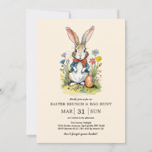Easter Brunch & Egg Hunt   Wildflower Bunny Invitation