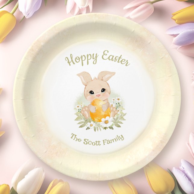 Easter Brunch Egg Hunt Yellow Bunny Family Name Paper Plates (Easter Brunch Egg Hunt Yellow Bunny Family Name Paper Plates)