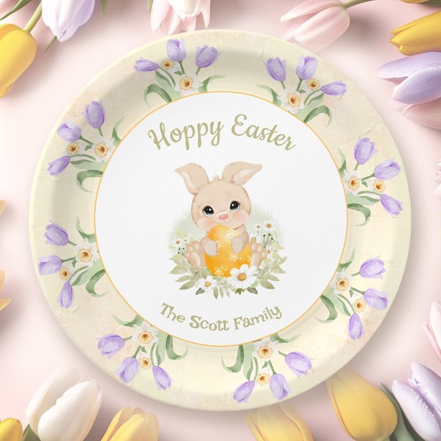 Easter Brunch Egg Hunt Yellow Bunny Tulips Paper Plates (Easter Brunch Egg Hunt Yellow Bunny Tulips Paper Plates)