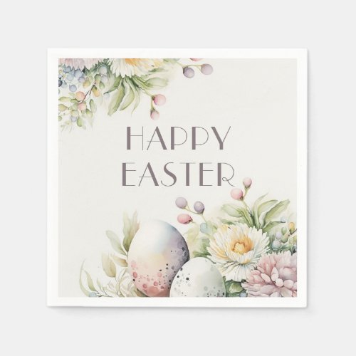 Easter brunch Elegant watercolor floral and egg  Napkins