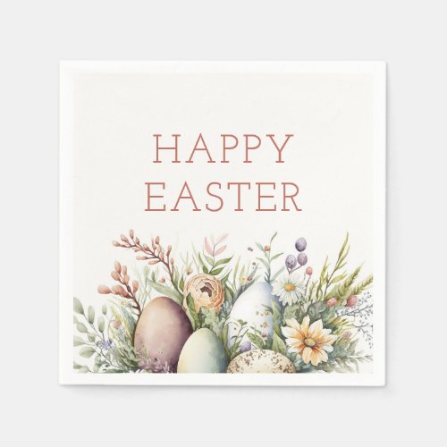 Easter brunch Elegant watercolor floral and egg  Napkins