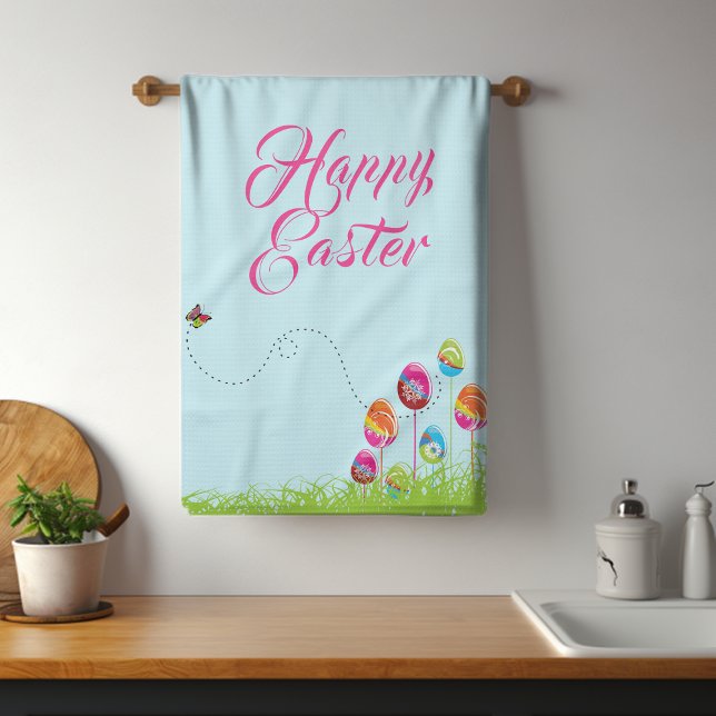 Easter Brunch Floral Eggs Modern Kitchen Towel (Creator Uploaded)