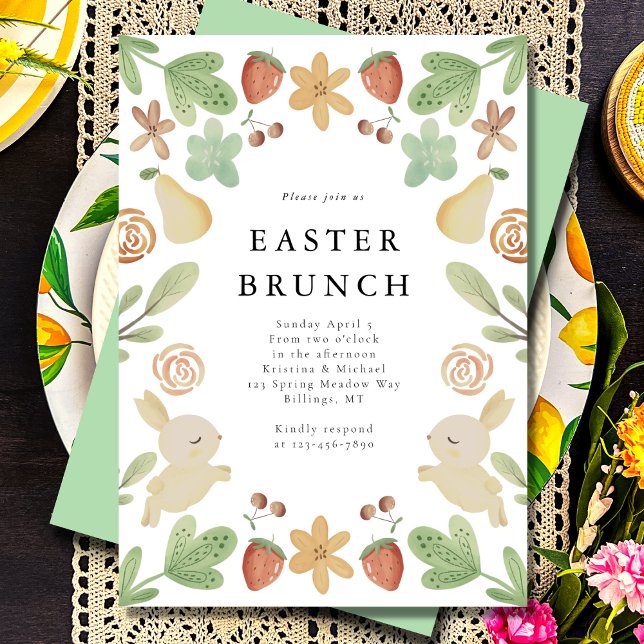 Easter Brunch Floral Fruits Invitation (Creator Uploaded)