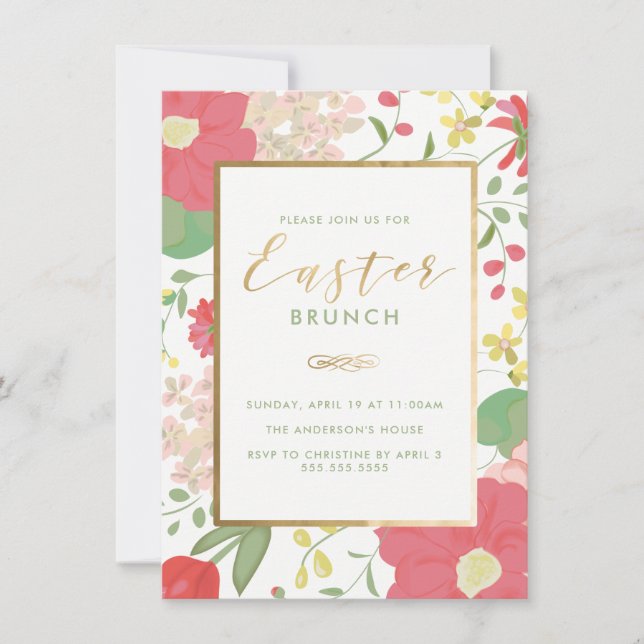 Easter Brunch, Floral, Spring Invite (Front)