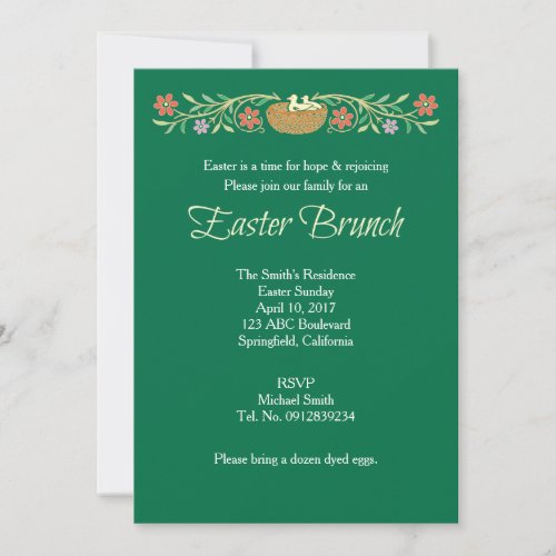 Easter Brunch Green Invitation