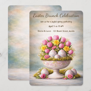 Easter Brunch Invitation Tulips Floral Spring 
