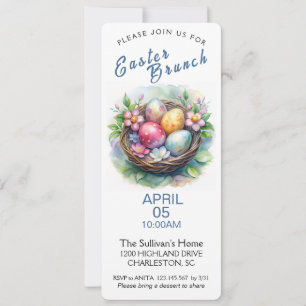 Easter Brunch Invitation with Easter Eggs.