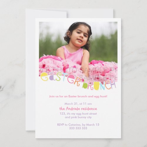 Easter Brunch Kids Photo Easter Party Colorful Custom Announcements