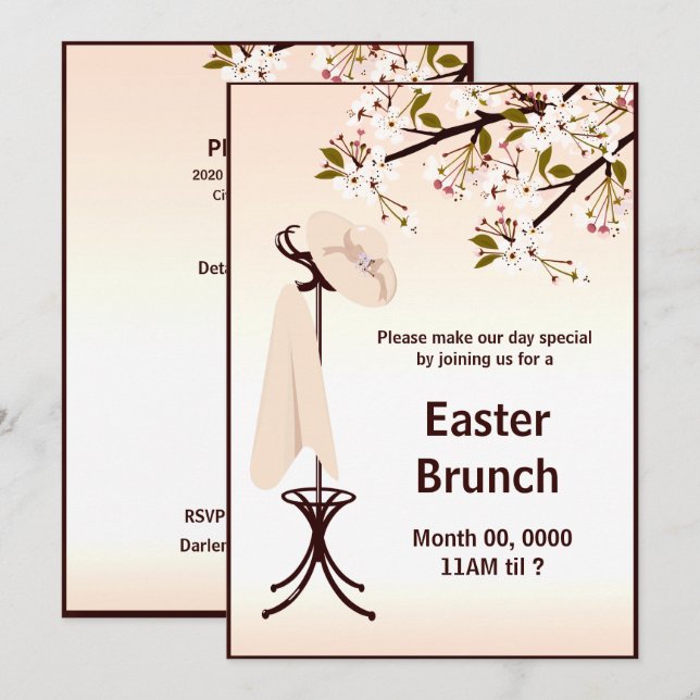 Easter Brunch Party Ladies Floral Invite (Front/Back)