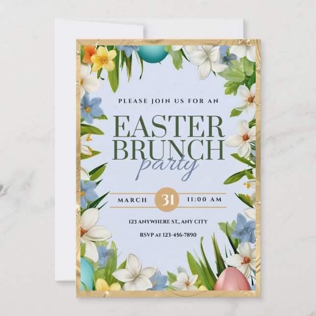 Easter Brunch Party watercolor Floral Announcement (Front)