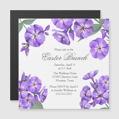 Easter Brunch Purple Watercolor Floral Party Magnetic Invitation