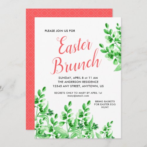 Easter Brunch Watercolor Foliage Invitation