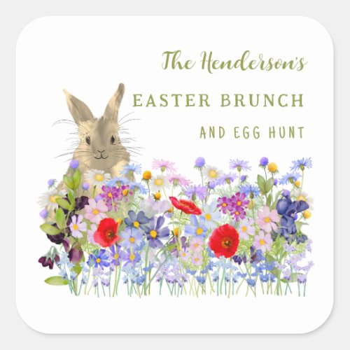 Easter Brunch Wildflower Bunny Egg Hunt Square Sticker