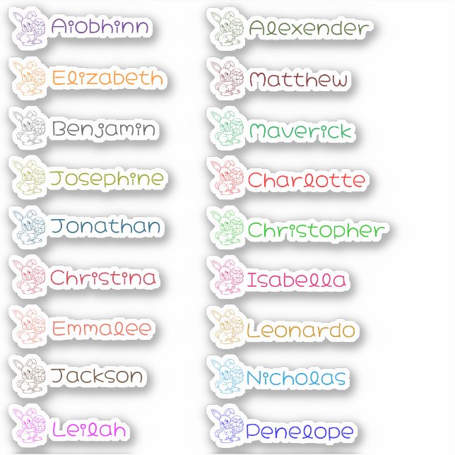 Easter Bun Bun Custom Multiple Names Stickers (Front)