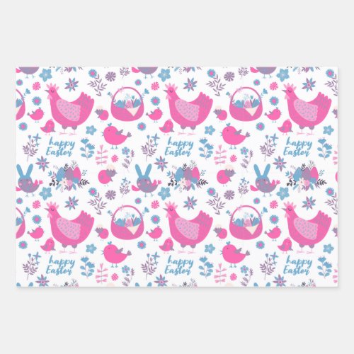 Easter Bunnies ana Easter Chicks Wrapping Paper Sheets