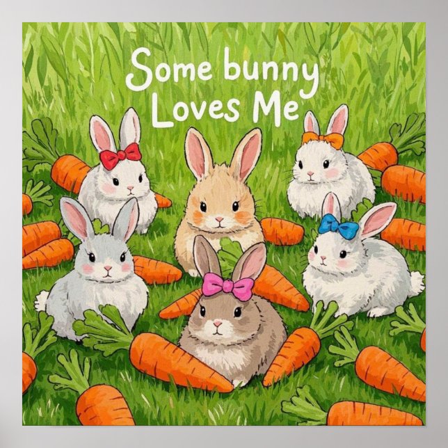 Easter Bunnies and Carrots  Poster (Front)