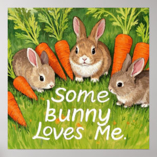 Easter Bunnies and Carrots Poster