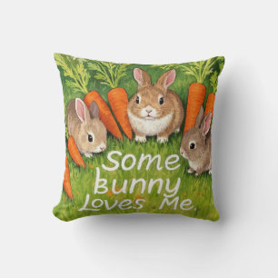 Easter Bunnies and Carrots  Throw Pillow