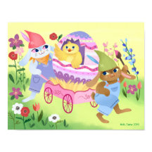 Easter Bunnies and Chick Art Print
