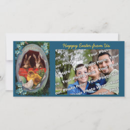 Easter Bunnies and Chick Vintage Photo Card