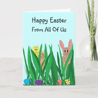 Easter Bunnies And Chicks Holiday Card
