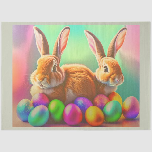 Easter Bunnies and Colorful Eggs Collection Tissue Paper (Front)