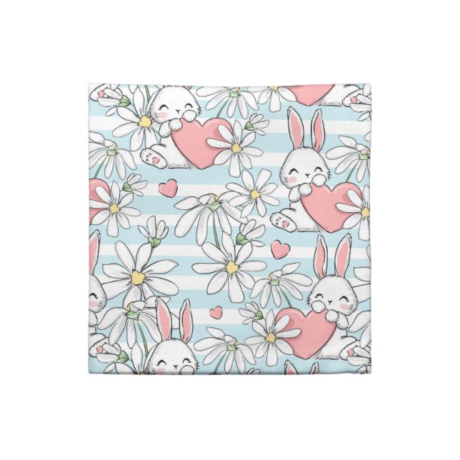 Easter Bunnies and Daisies  Cloth Napkin (Quarter Fold)