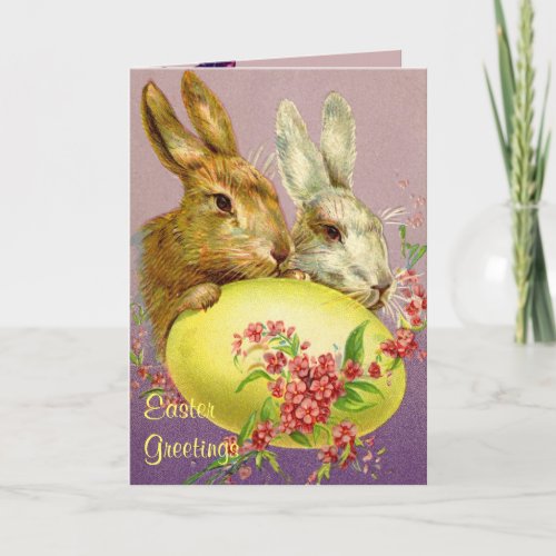 Easter Bunnies and Egg Vintage Greeting Card