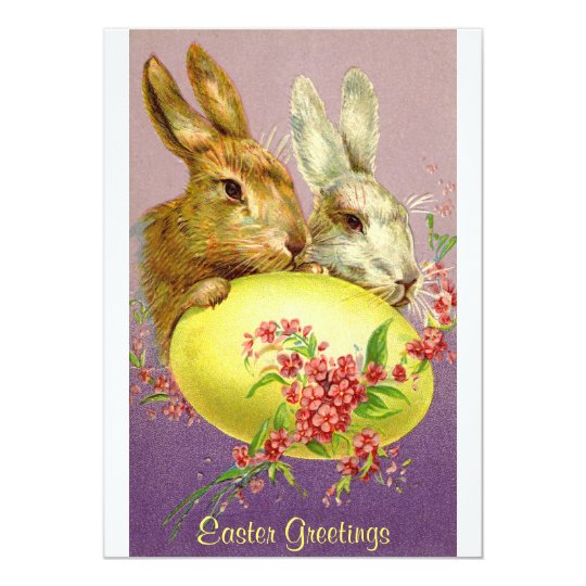 Easter Bunnies and Egg Vintage Invitation