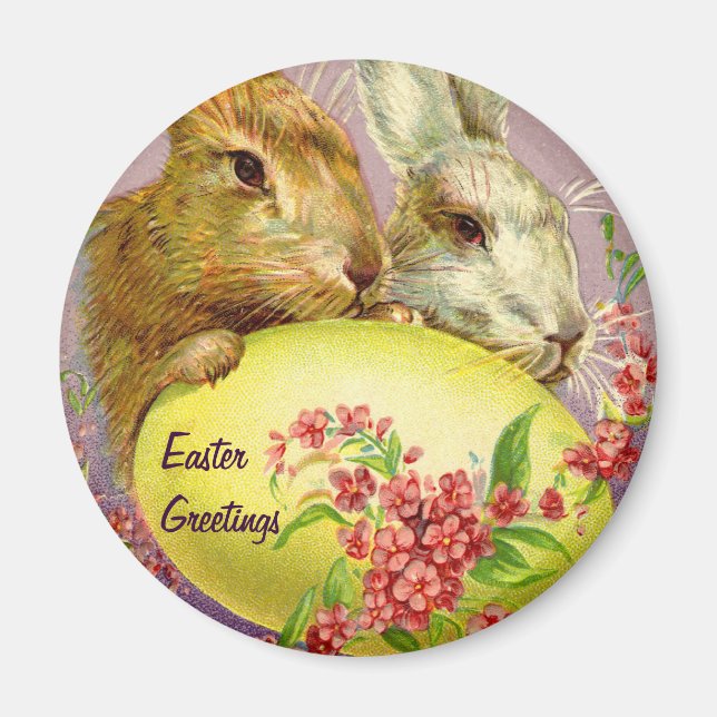 Easter Bunnies and Egg Vintage Magnet (Front)