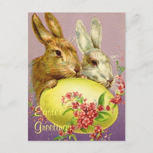 Easter Bunnies and Egg Vintage Postcard