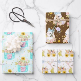 Easter Bunnies And Flowers