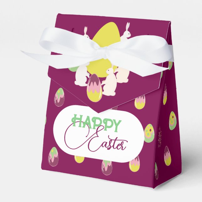 Easter bunnies and painted eggs. Favor Box (Front Side)