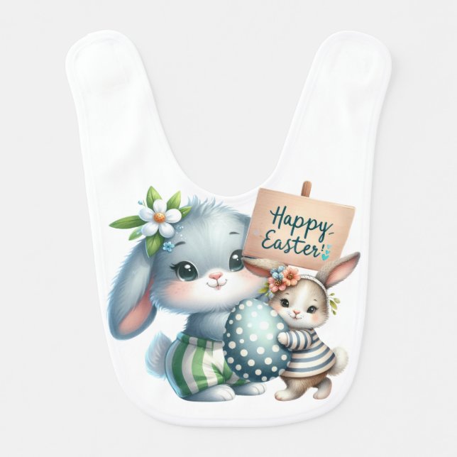 Easter Bunnies Baby Bib (Front)