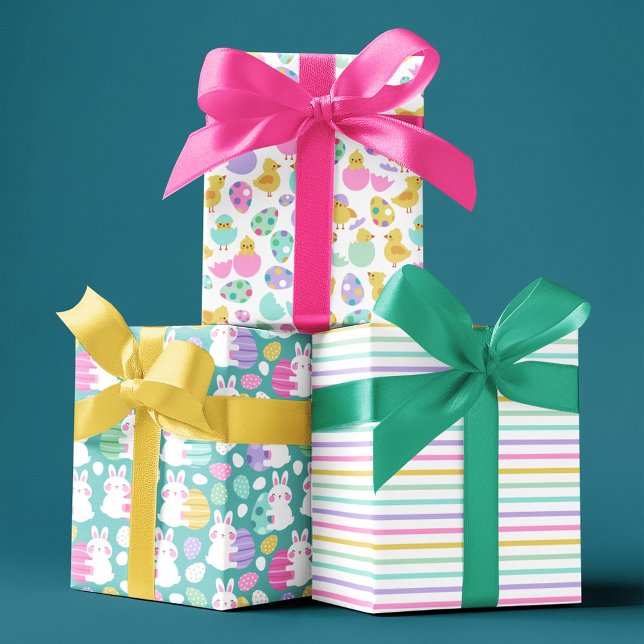 Easter Bunnies & Baby Chicks Cute Patterns Wrapping Paper Sheets (Creator Uploaded)