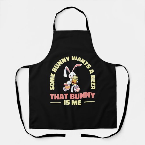 Easter Bunnies Beer Drinking Holiday Rabbit Design Apron